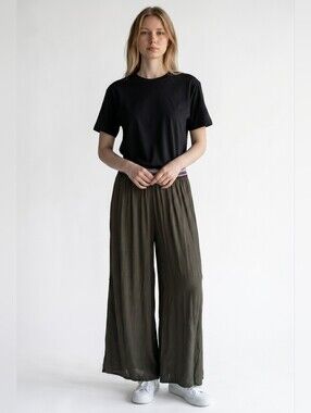 Save the Queen! Wide Leg Palazzo Pants Size S Olive Green, Made In Italy